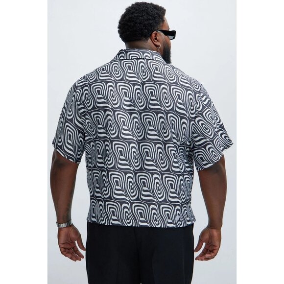 Osiris Textured Button Up Short Sleeve Shirt Black Men's - Picture 7 of 7